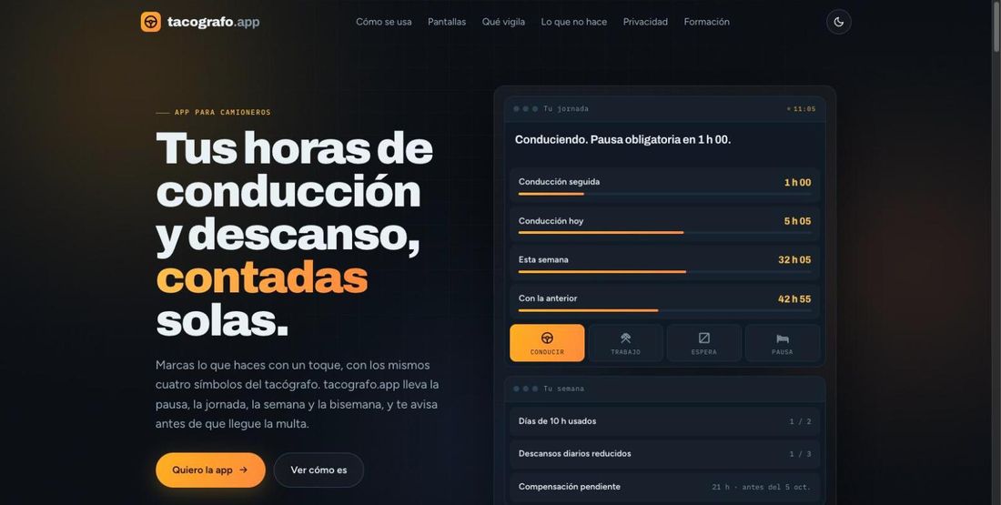 Captura de tacografo.app